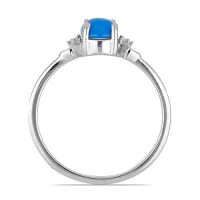 BUY STERLING SILVER NATURAL BLUE ETHIOPIAN OPAL GEMSTONE CLASSIC RING
